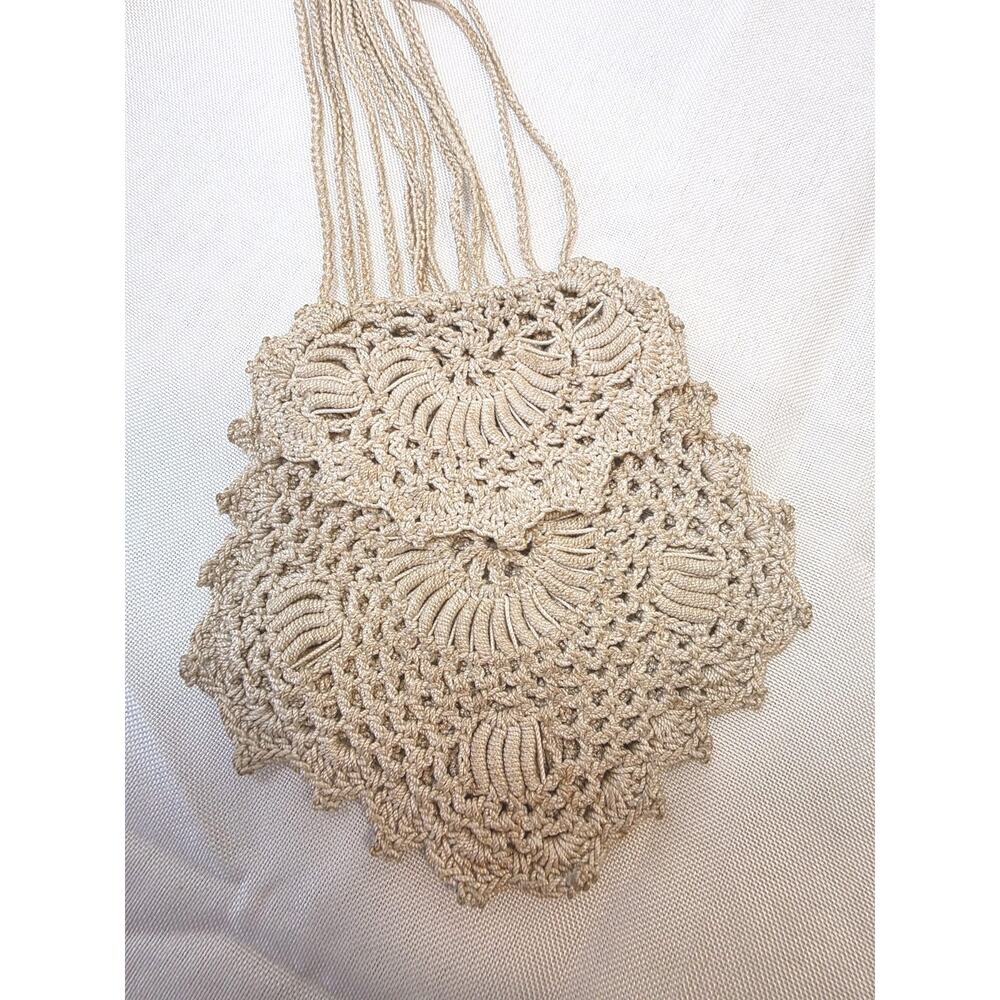 Vintage Victorian Handmade Crocheted Trinket Purse With Loop Romantic Cottage